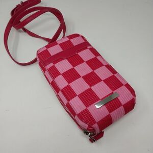 NWOT. CHECKERED Boutique Bag DARK PINK CROSSBODY.